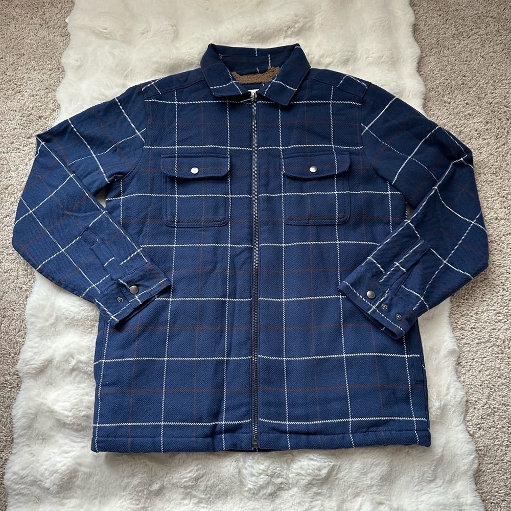 Outdoor William Rast Men's Navy / Blue Plaid Lined Fleece Jacket-M - Picture 2 of 11
